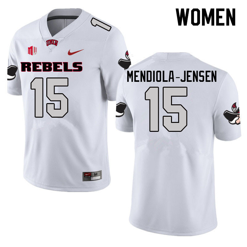 Women #15 Kilinahe Mendiola-Jensen UNLV Rebels College Football Jerseys Sale-White